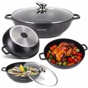 Garnek gar wok na indukcję marmurowy duży 5.5L z pokrywką KAMILLE KM-4486