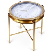Stolik kawowy metalowy złoty z zegarem 42x40cm HOME STYLING COLLECTION 569726