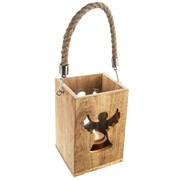 Lampion na świeczkę drewniany anioł MANGO 20.5cm ORION 351814