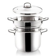 Garnek do makaronu stalowy ze szklaną pokrywką ANETT 6L 3 ele. ORION 110264