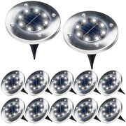 Lampki ogrodowe solarne LED stalowe wbijane 11.5cm 12 szt. VILDE 489291