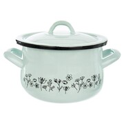 Garnek emaliowany z pokrywką 16cm niebieskie kwiaty ORION 113152
