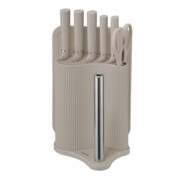 Zestaw noży 8 el. na stojaku, z deską i uchwytem na ręcznik, beżowy, KLAUSBERG KB-7978