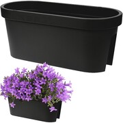 Doniczka balkonowa plastikowa czarna podłużna duża 59 cm VILDE 339156