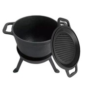 Kociołek żeliwny myśliwski 12L z patelnią grill 2 w 1 KINGHOFF KH-1842