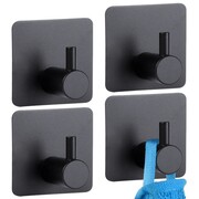 Haczyk wieszak ścienny na ubrania ręczniki samoprzylepny stalowy czarny 4 sztuki VILDE 569696