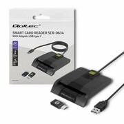 Inteligentny czytnik chipowych kart ID SCR-0634 | USB typu C Qoltec 50634