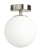 Lampa sufitowa plafon Milano silver pojedyńcza mleczna kula