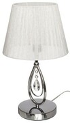 Lampka stołowa chromowana z białym plisowanym abażurem Wenecja