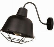 Kinkiet ścienny industrial na łuku metalowy klosz z kratką