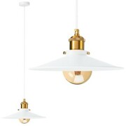 Lampa wisząca metalowa płaska talerz biała