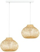 Lampa podwójna listwa biała abażur bambusowy TH04S