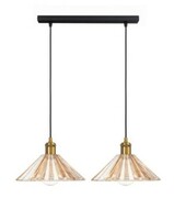 Lampa wisząca na listwie podwójna JAPANDI szklana bursztynowa