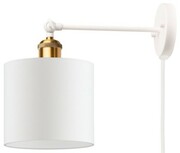 Kinkiet regulowany metalowy Antic Brass biały z kablem Deluxe