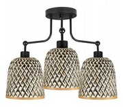 Lampa sufitowa żyrandol 3 klosze bambusowe dwukolorowe