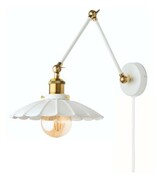 Kinkiet metalowy regulowany Retro Lamina biały z kablem