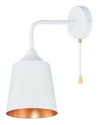 Kinkiet ścienny retro Rustic stożek biały z łańcuszkiem