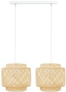 Lampa podwójna listwa biała abażur bambusowy TH36