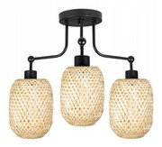 Lampa sufitowa żyrandol 3 klosze naturalne bambusowe boho