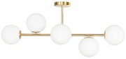 Lampa sufitowa Milano gold 5 kloszy mleczne kule EP1C19