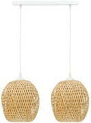 Lampa podwójna listwa biała abażur bambusowy DMT50