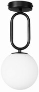 Lampa plafon Milano black pojedyńcza mleczna kula