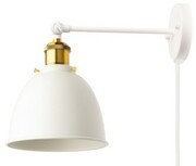 Kinkiet regulowany biały metalowy klosz owal z kablem