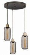 Lampa sufitowa plafon czarna 3 klosze z metalowej siatki
