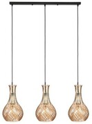 Lampa wisząca listwa potrójna kryształ karafka amber