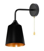 Kinkiet ścienny retro Rustic stożek czarny z łańcuszkiem