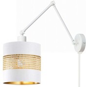 Kinkiet loft łamany metalowy abażur ażurowy walec biały z kablem Deluxe