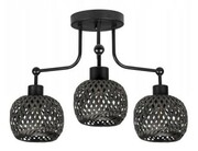Lampa sufitowa żyrandol 3 klosze czarne bambusowe