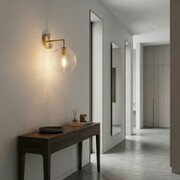 Kinkiet metalowy złoty Madrid szklana kula