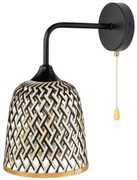 Kinkiet ścienny czarny retro Boho bambus PHU15E z łańcuszkiem