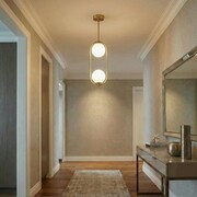 Lampa wisząca złota Milano Ring podwójna mleczne kule