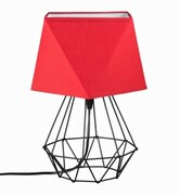 Lampka nocna Diament LOFT BLACK abażur czerwony