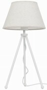 Lampa stojąca biała NEPTUN Mini z lnianym abażurem Karo