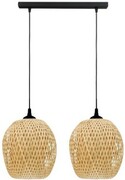 Lampa podwójna listwa czarna abażur bambusowy DMT50