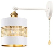 Kinkiet regulowany metalowy Antic Brass biały ażurowy z łańcuszkiem Deluxe