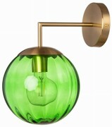 Kinkiet metalowy złoty Pandora szklana kula zielona