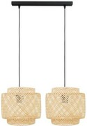Lampa podwójna listwa czarna abażur bambusowy TH36