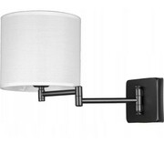 Kinkiet regulowany z białym abażurem czarny hotelowy