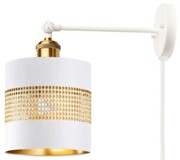 Kinkiet regulowany metalowy Antic Brass biały ażurowy z kablem Deluxe