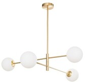 Lampa sufitowa złota Milano 4 klosze mleczne kule