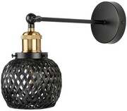 Kinkiet regulowany Rustic czarny klosz bambusowy