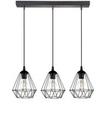 Lampa wisząca loft DIAMENT listwa potrójna czarna