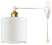 Kinkiet regulowany metalowy Antic Brass biały z łańcuszkiem Deluxe