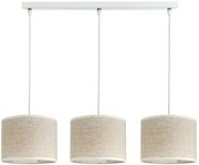 Lampa potrójna listwa biała abażur len naturalny