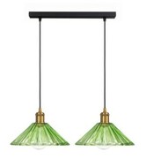 Lampa wisząca na listwie podwójna JAPANDI szklana zielona