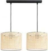 Lampa podwójna listwa czarna abażur rattan